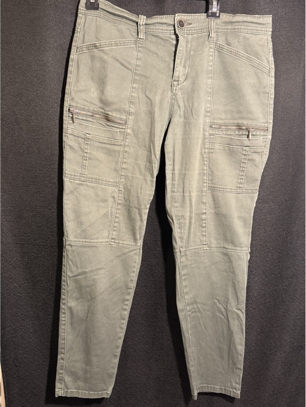 UNIONBAY Juniors 13 Olive Utility Cargo Skinny Pants Zip Pockets